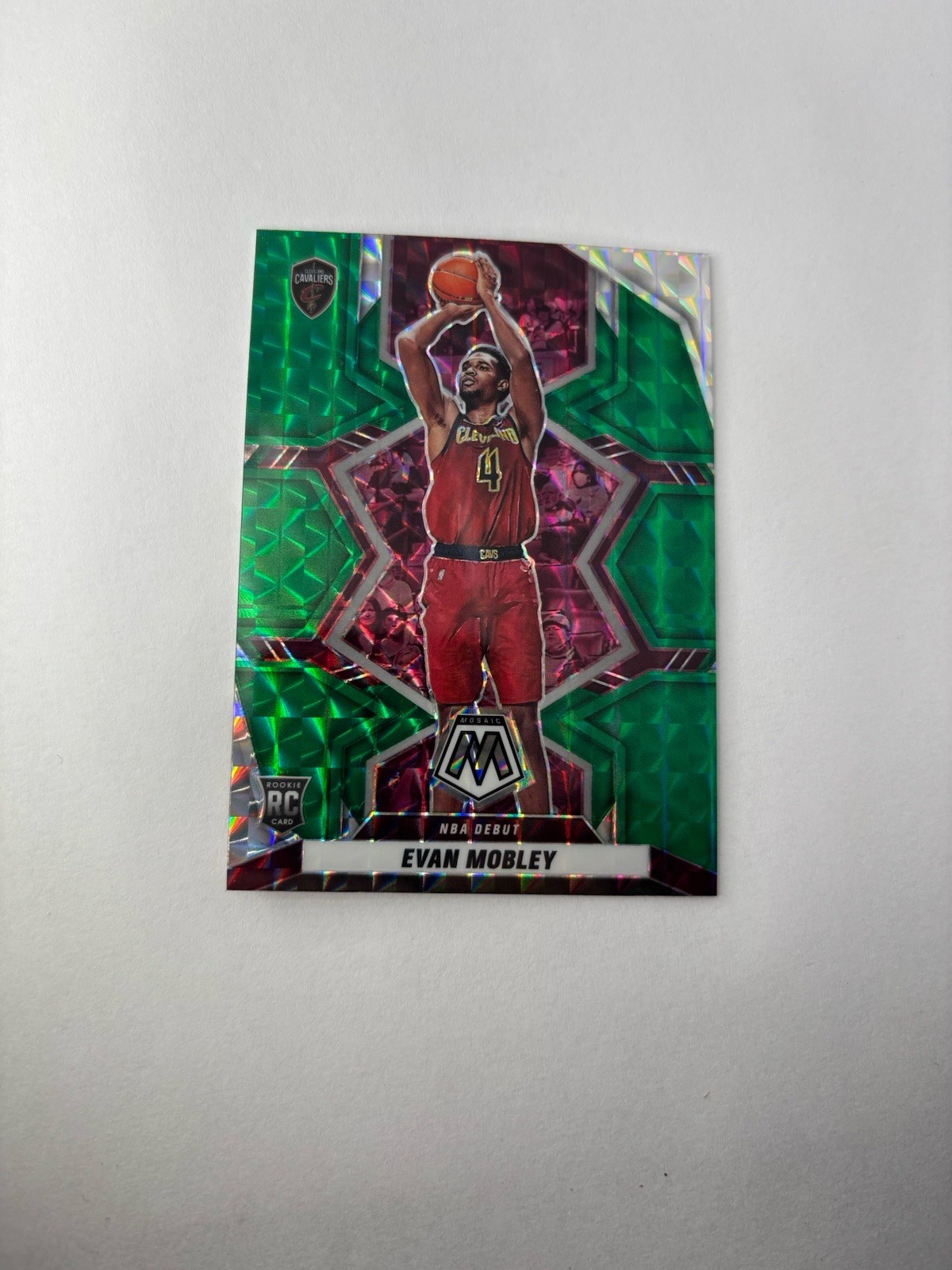 2021-22 Panini Mosaic Evan Mobley NBA Debut Green Mosaic Prizm Rookie RC #263 SP