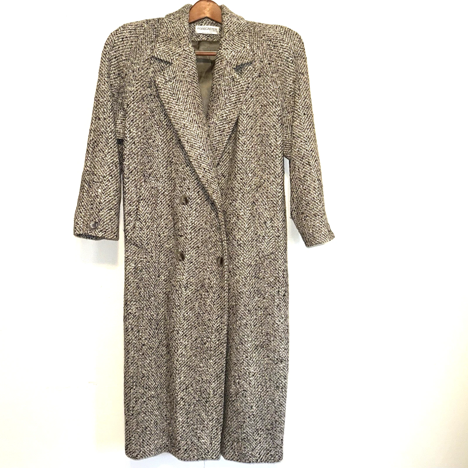 Vintage Forecaster of Boston Long Wool Tweed Coat Women's 5/6 Lined Pocket USA