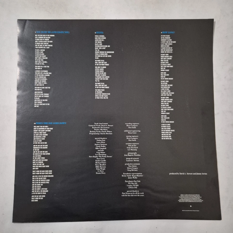 EURYTHMICS - 'We Too Are One' 12" Vinyl LP Record 1989 AUST. PRESSING, RCA - Image 4 of 4