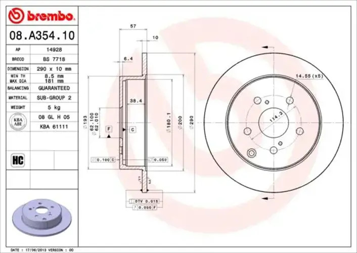 2x BRAKE DISC 08.A354.10 FOR TOYOTA 1ZZ-FE 1.8L 2AD-FTV/FHV 2.2L 1CD-FTV 2.0L - Image 3