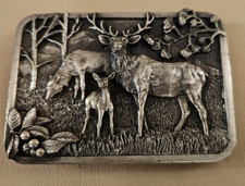 Vintage Siskiyou Pewter Metal Belt Buckle Deer Doe Buck Belt Buckle 1982