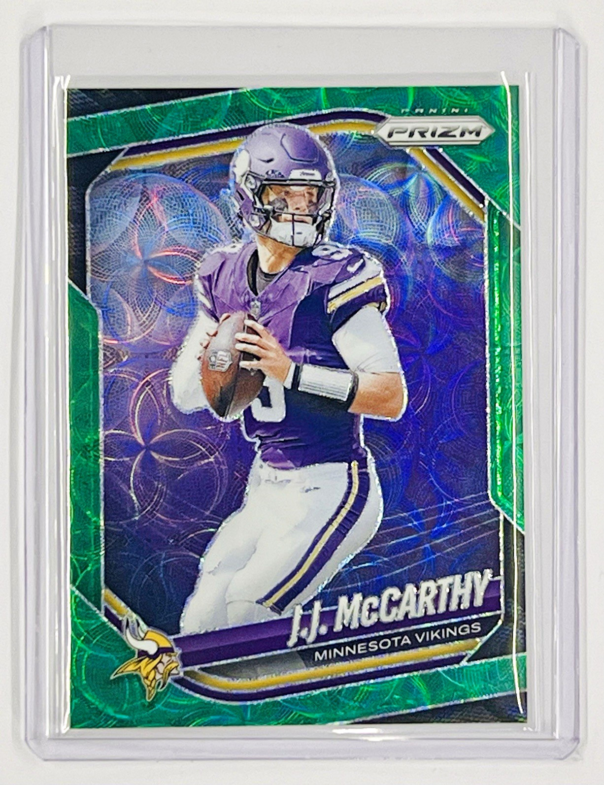 Panini 2025 Prizm J.J. McCarthy Green Scope Prizm 06/75 Vikings #279