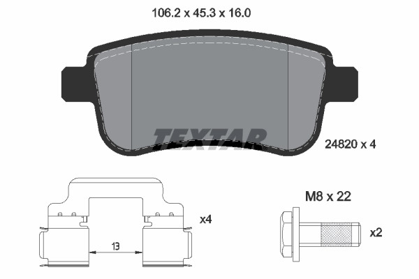 Plaquettes de frein Textar 2482001 pour disques de frein arrière Renault