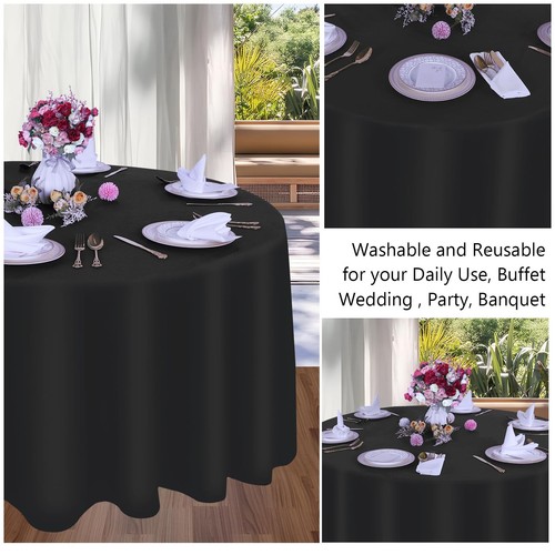 8 Packs Round Tablecloth 120 Inch Black Circle Table Cloth, Washable Polyeste... - Picture 6 of 8