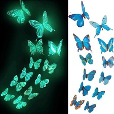 Butterfly Wall Stickers 12/24pcs 3d Luminous for Home Kids Bedroom Living Room