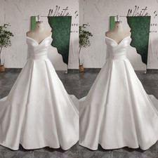 Sleeveless Wedding Dresses White Ivory Satin Lace up Simple Bridal Gowns