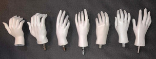 7 Resin White Hands with Posts from Store Mannequins for Jewelry Display