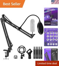 Professional Mic Stand Set with Shock Mount Double Screen Pop Filter, Black