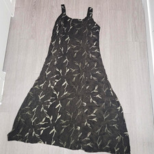 Los Angeles Black/White Floral Slip Midi Dress M Square Neck Sleeveless