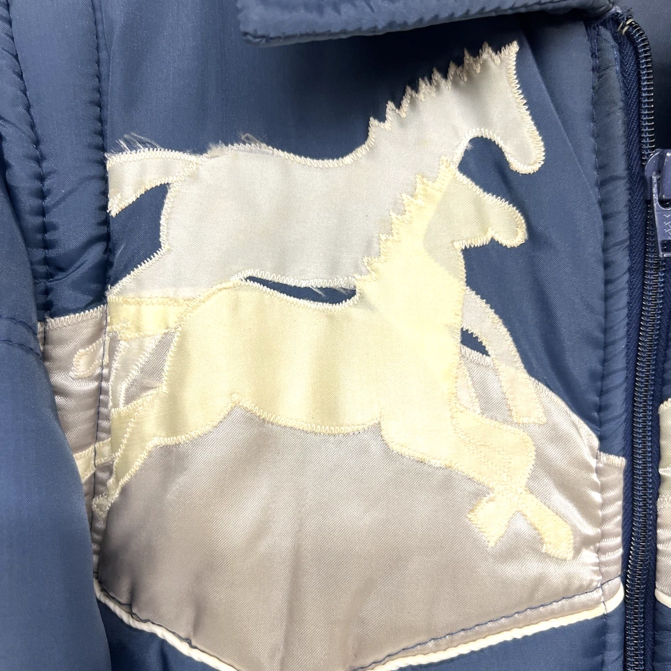 复古 20 世纪 70 年代/80 年代蓝色西部松饼夹克带马袖解压缩小号 — 第 2/4 张图片