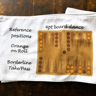 Artful Backgammon Cubes Sports Towel Reference Positions & MET - 21cm x 110cm