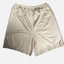 Small vintage Vanity Fair cream satin lace trim slip shorts