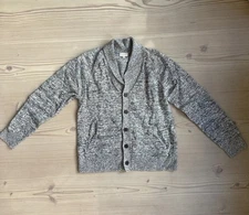 Club Monaco Men’s Medium White And Blue Knit Shawl-Collar Cardigan 