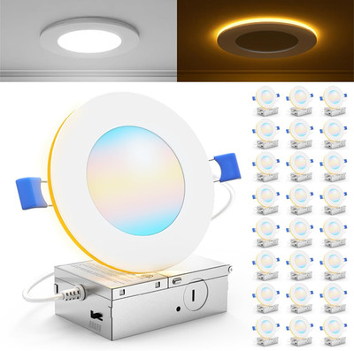 Sunco 24 Pack 4'' Dimmable LED Recessed Lights with Night Light, 900 LM