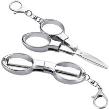 Folding Scissors,2 Pcs Keychain cissors, Safety Portable Travel Gray.silver1