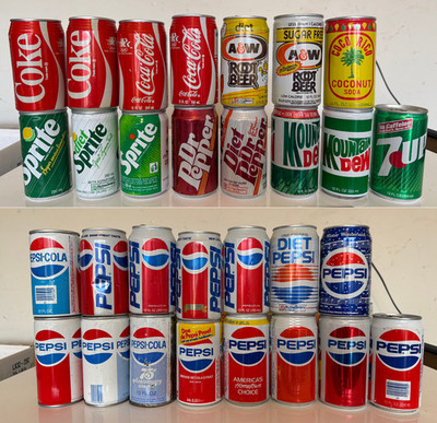 Old Vintage Soda Can Cans Lot of 30 - Dr Pepper Pepsi Coke Coca Cola Sprite more
