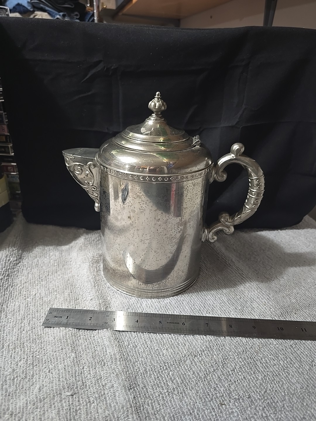 Antique ROCHESTER TEA/COFFEE POT. Early 1900s. Nickel Plated Copper Very Rare#2