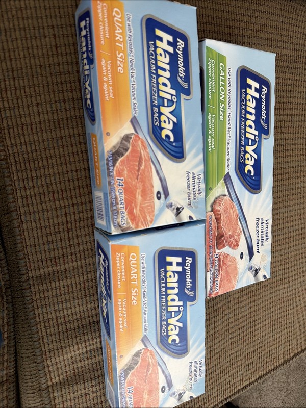 Lot of 3 Boxes Reynolds Handi-Vac Vacuum Freezer Bags Quart & Gallon Size NEW