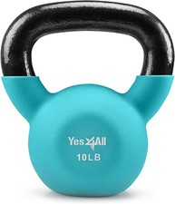 Kettlebell 10 LB Neoprene Coated Cast Iron Wide Grip Handle  Flat Bottom