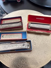 Set of 3 Vintage M. Hohner Marine Band Harmonicas Original Boxs