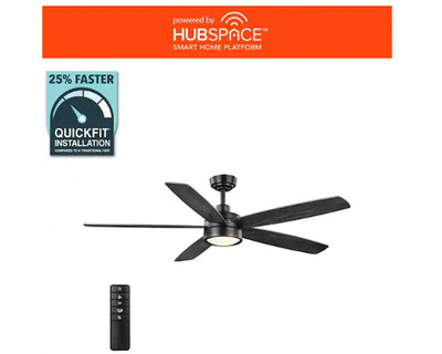 Home Decorators Collection 56052 Driskol 60 in. CCT LED Smart Black Ceiling Fan