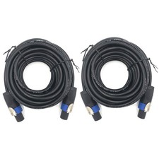 30ft 12AWG Pro Speakon to Speakon Cable Pair Patch Cords 2 Pack Professional