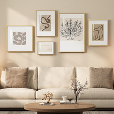Framed Matisse Abstract Neutral Wall Art, 5-Piece Large Beige Canvas Print Set, 