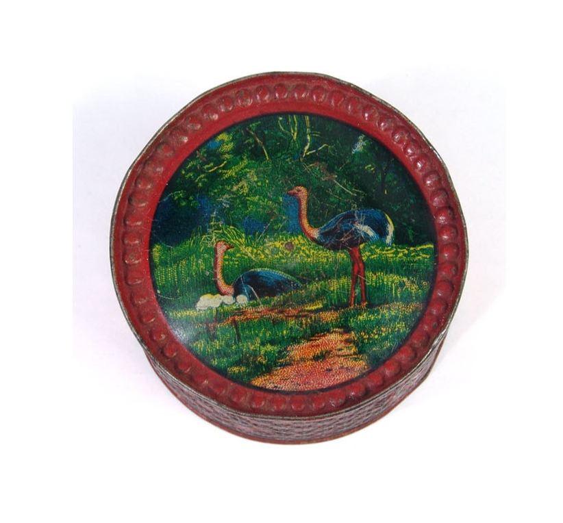 Antique Tin Litho Toy Rattle w/ Farm Yard Ostrich Turkey Chicken ...