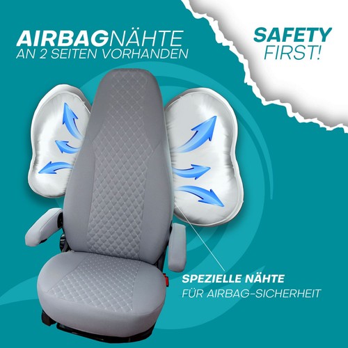 Fundas de asiento de autocaravana adecuadas para Sportsmobile GT Expedition 4x4 (gris) - Imagen 8 de 12