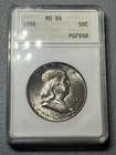 1958 Franklin Half Dollar 50c ANACS Soapbox MS65 Tastefully Toned Old Holder