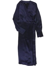 Alfani Womens Solid Wrap Dress, navy, 4