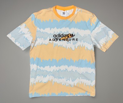 Adidas Adventure T-Shirt Mens Size M Tie-Dye Orange Blue White Chameleon Lizard