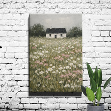 Wood Framed Rose Garden Canvas Wall Art Vintage Floral Painting