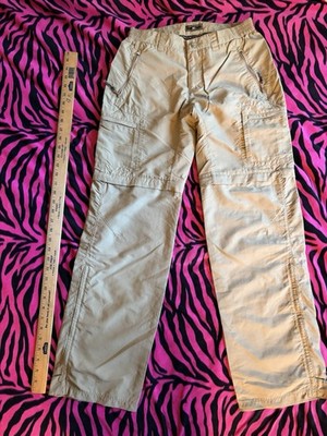 REI Sahara Convertible Pants Women 8 Tan Cargo Elastic Waist Zippers Relaxed