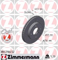 2X Bremsscheibe Sport Z Zimmermann 380.2166.52 FüR 454 Colt CZC Mitsubishi Smart