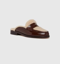 Paige Women’s Size 9.5 Emmett Genuine Shearling Lined Loafer Mule Brown