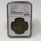 1921 $1 Peace Dollar High Relief First Year Choice Extremely Fine NGC XF 45