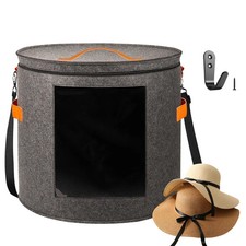kushon Oversized Hat Storage Box for Women  Men  19" D x 17" H Large, Gray