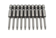 10 pc T8 Torx Star Head Screwdriver Bit Set, S2 Steel 6 Point T-8 Reduced Rou...
