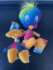 Looney Tunes Tweety Bird  Daffy Duck Plush Rainbow Multicolored Tie Dye TAGS