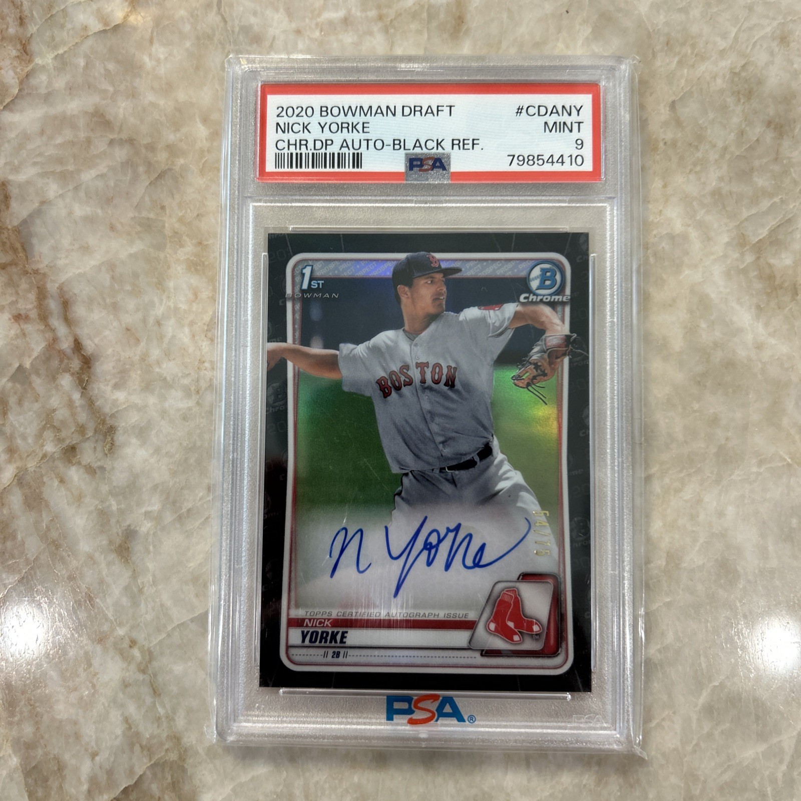 2020 Bowman Draft Chrome Nick Yorke Auto Black /75 PSA 9 Pirates Rookie RC