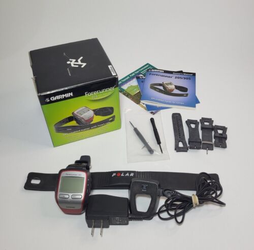 Récepteur GPS Garmin Forerunner 305 avec moniteur de fréquence cardiaque montre de course de fitness - Photo 1/9
