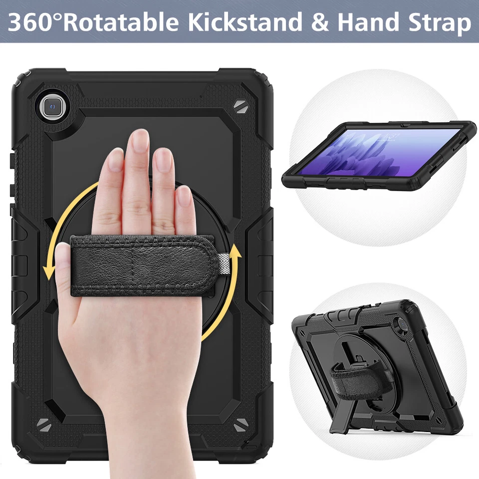 For Samsung Tab A7 10.4 A10.1 A10.5 S7 Shockproof Hybrid Case Kickstand w/ Strap - Image 4 of 4