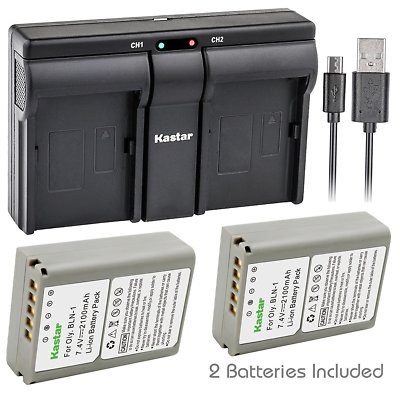 BLN-1 Battery & Dual Slim Charger for Olympus OM-D E-M5 Mark II, PEN E-P5, PEN-F