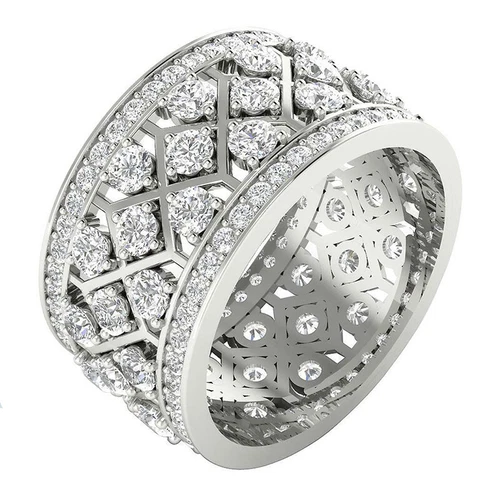 1.80Ct Round Diamond Full Eternity Band Vintage Wedding Ring 14K White Gold Over