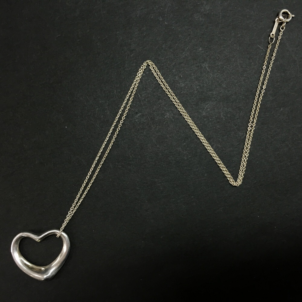 TIFFANY&CO. Silver 925 Elsa Peretti Open Heart Pendant Necklace/4AF0217