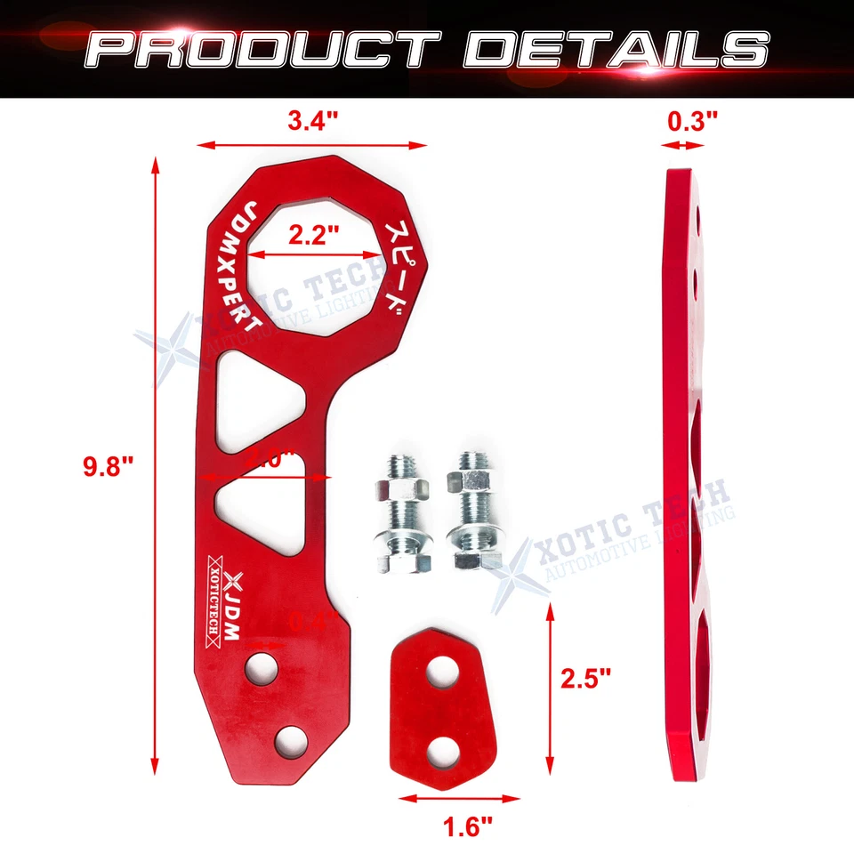 Kit de gancho de remolque trasero de aluminio estilo carreras JDM para Honda Civic Acura Integra Foto 3 de 4