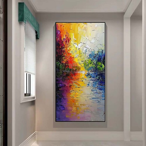 original scenery Abstract Handpainted Oil Painting On Canvas Room Home Decor Red - Picture 3 of 4