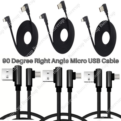 90 Degree Right Angle Micro USB to USB A Cable Charge For Samsung Android Lot