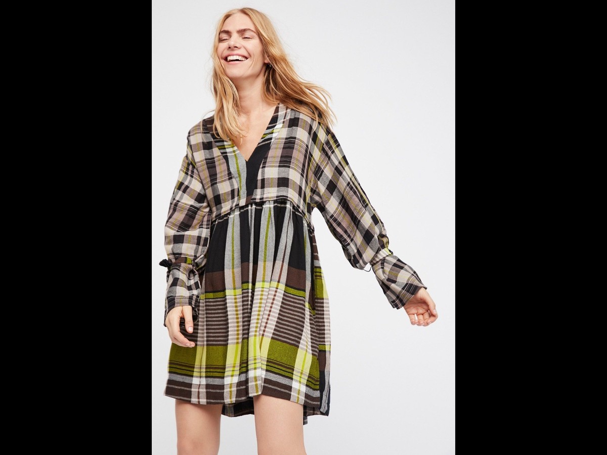 plaid mini dress fall Women's Sleeveless Spaghetti Strap Side Slit Plaid Mini Dress main image 0